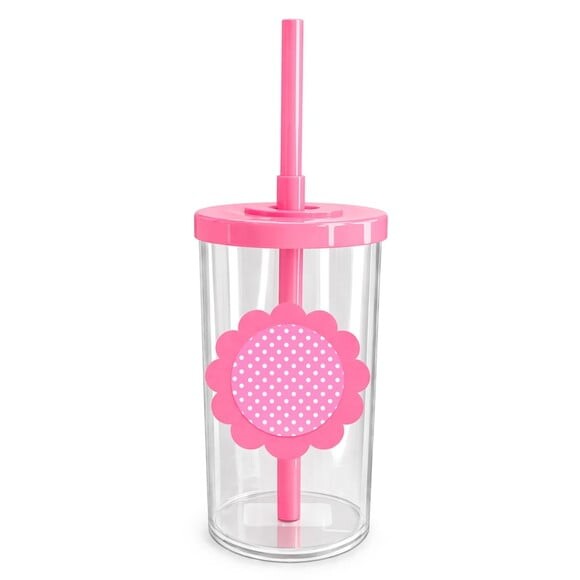 Copo Short Drink Flor Personalizado Poá Rosa Pink
