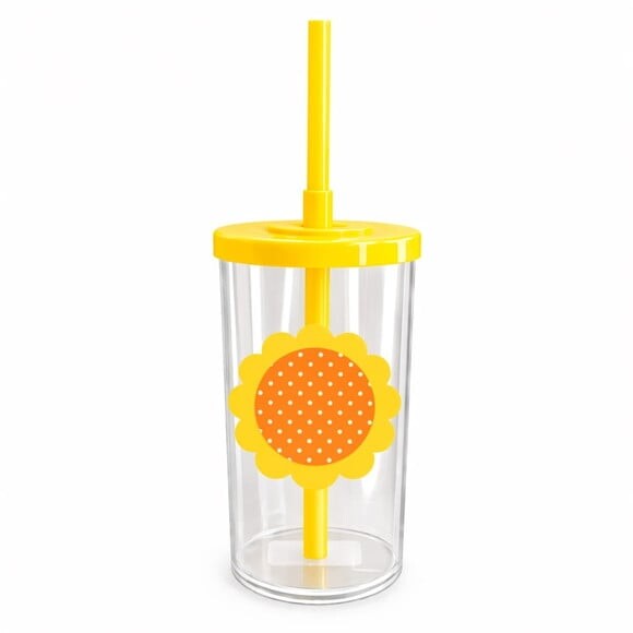 Copo Short Drink Flor Personalizado Poá Laranja
