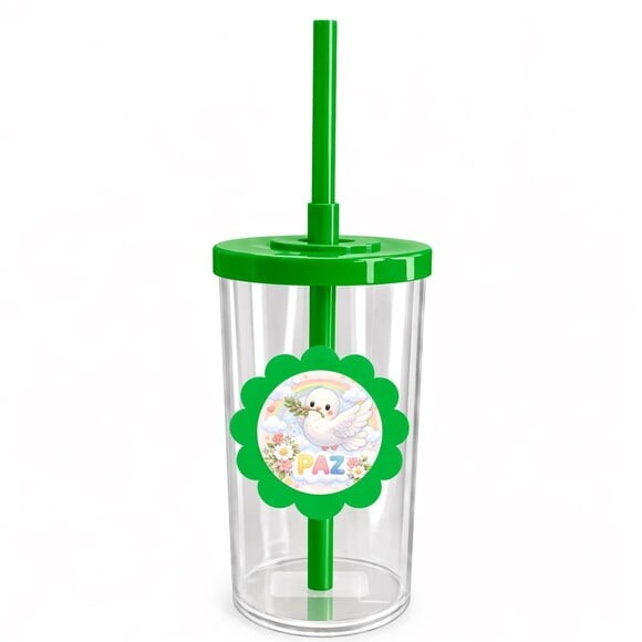 Copo Short Drink Flor Personalizado Pombinha da Paz
