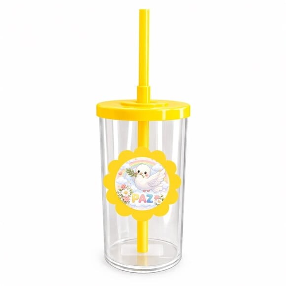Copo Short Drink Flor Personalizado Pombinha da Paz