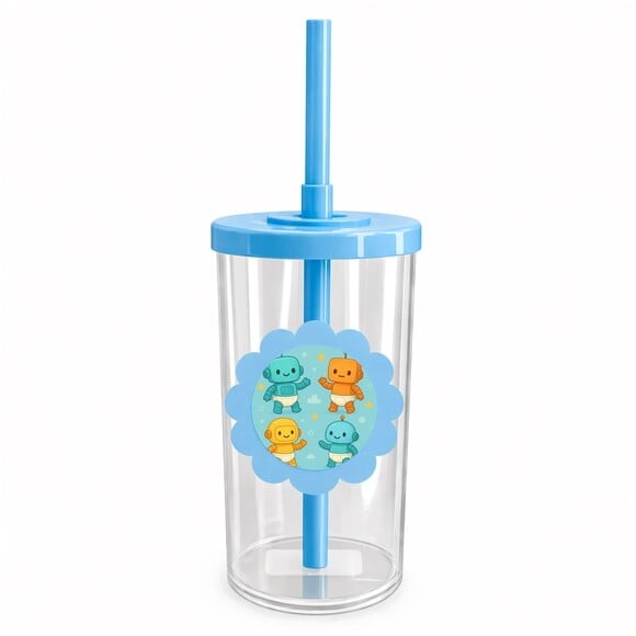 Copo Short Drink Flor Personalizado Robôs Baby