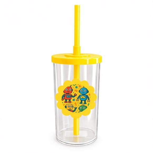 Copo Short Drink Flor Personalizado Robôs Divertidos