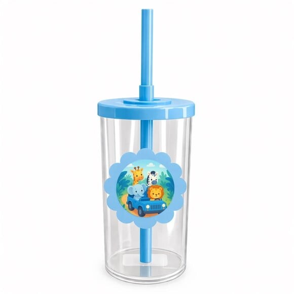 Copo Short Drink Flor Personalizado Safari Azul