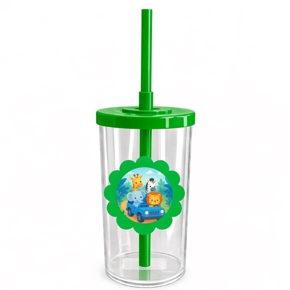 Copo Short Drink Flor Personalizado Safari Azul