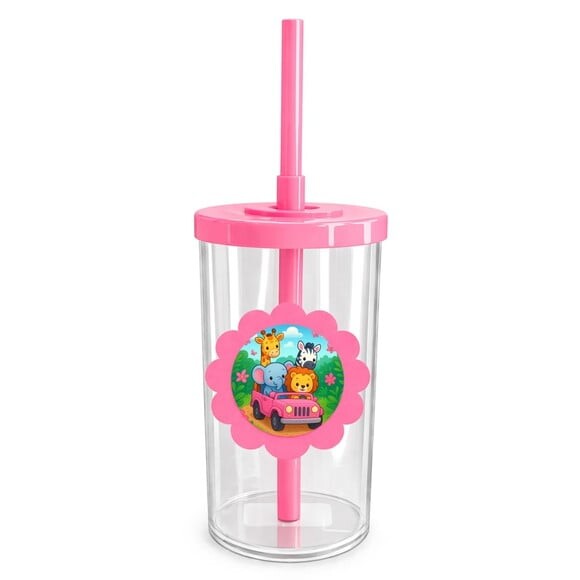 Copo Short Drink Flor Personalizado Safari Rosa