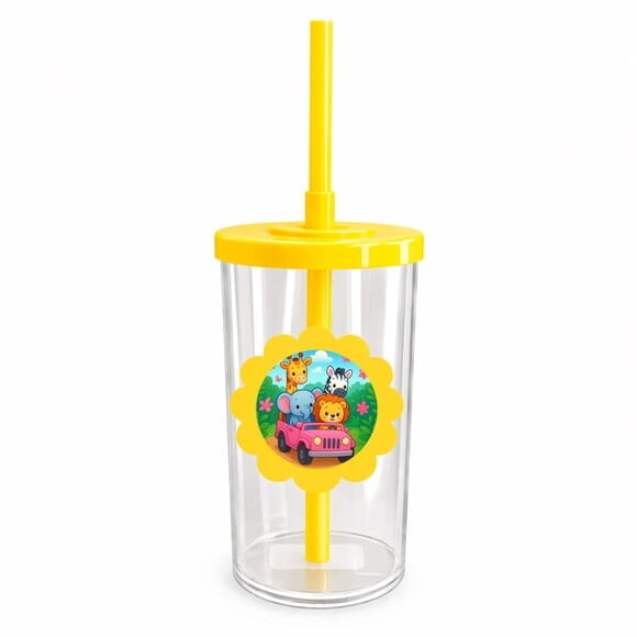 Copo Short Drink Flor Personalizado Safari Rosa