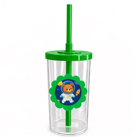 Copo Short Drink Flor Personalizado Ursinho Astronauta