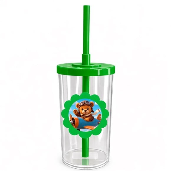 Copo Short Drink Flor Personalizado Ursinho Aviador