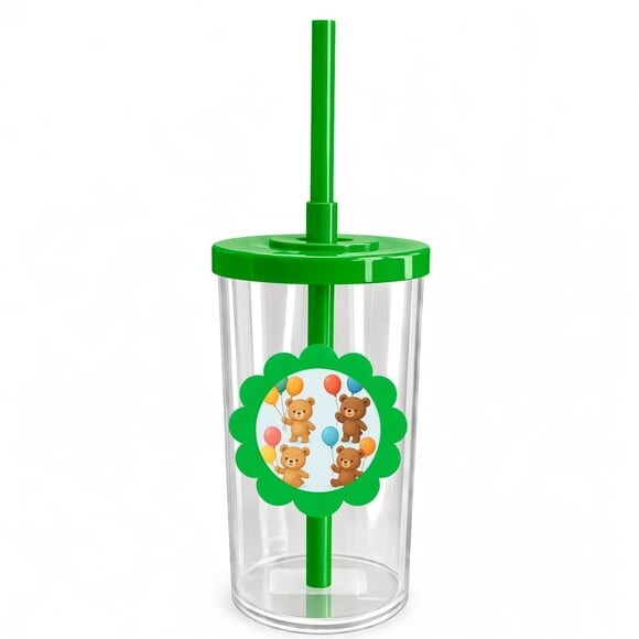 Copo Short Drink Flor Personalizado Ursinhos com Balões