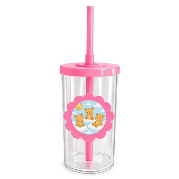 Copo Short Drink Flor Personalizado Ursinhos na Nuvem