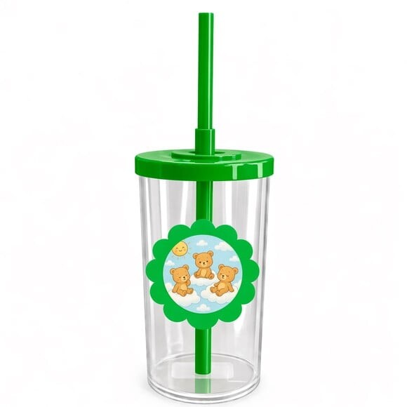 Copo Short Drink Flor Personalizado Ursinhos na Nuvem