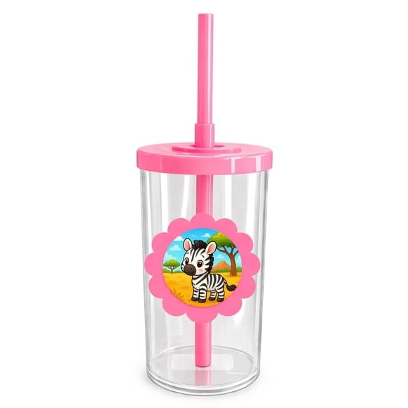 Copo Short Drink Flor Personalizado Zebra Baby
