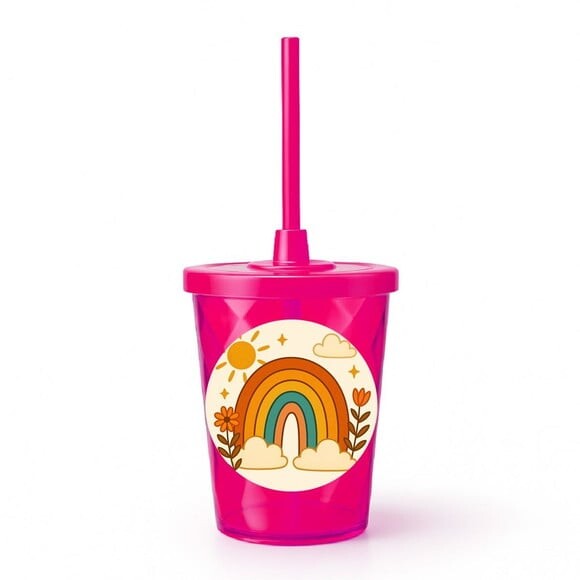 Copo Twister Personalizado 300ml Arco-íris Boho