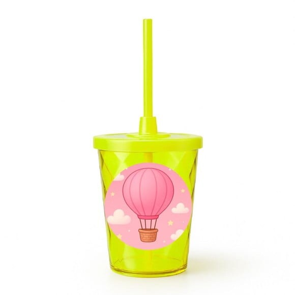 Copo Twister Personalizado 300ml Balão de Ar Rosa
