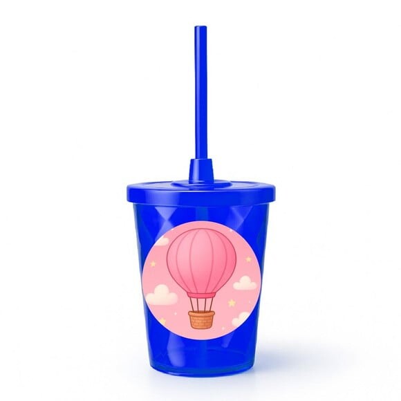 Copo Twister Personalizado 300ml Balão de Ar Rosa