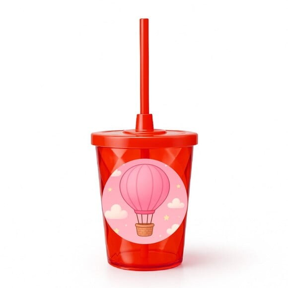 Copo Twister Personalizado 300ml Balão de Ar Rosa