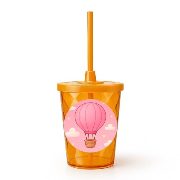 Copo Twister Personalizado 300ml Balão de Ar Rosa