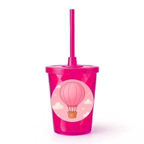 Copo Twister Personalizado 300ml Balão de Ar Rosa