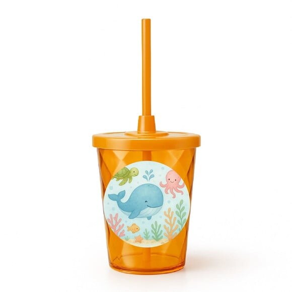 Copo Twister Personalizado 300ml Baleia Aquarela
