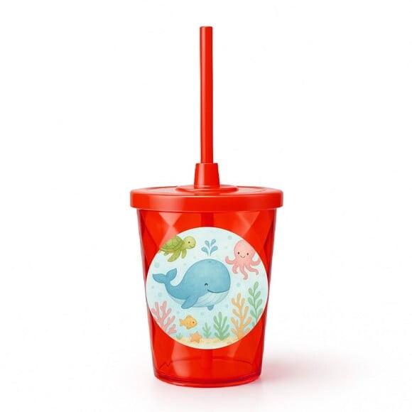 Copo Twister Personalizado 300ml Baleia Aquarela