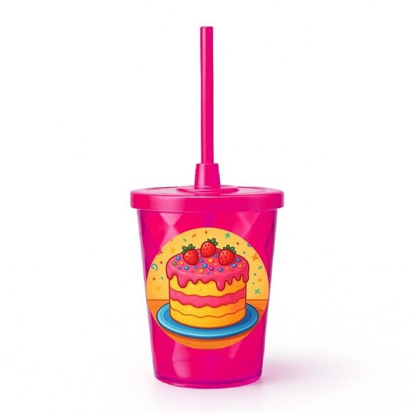 Copo Twister Personalizado 300ml Bolo Confeitado