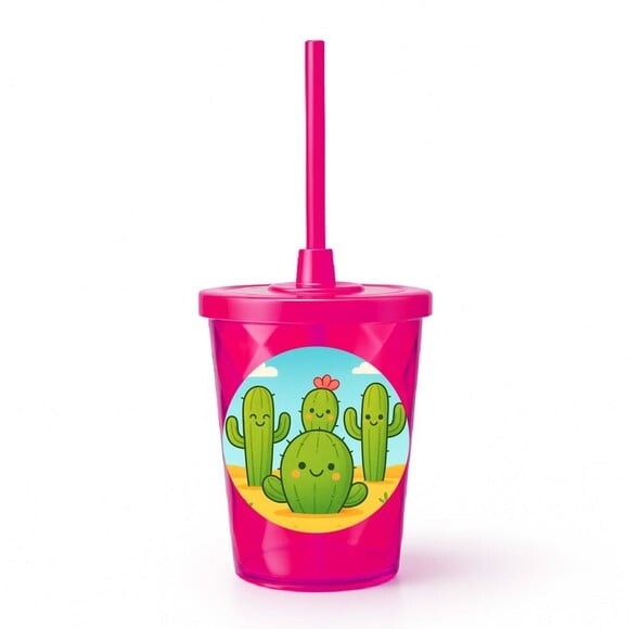 Copo Twister Personalizado 300ml Cactos Fofos