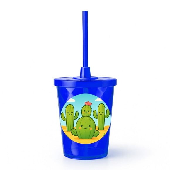 Copo Twister Personalizado 300ml Cactos Fofos