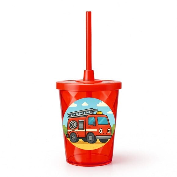 Copo Twister Personalizado 300ml Caminhão de Bombeiro