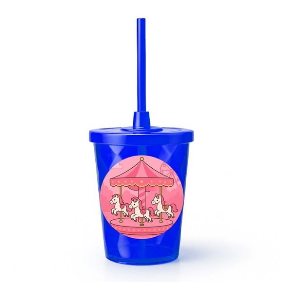 Copo Twister Personalizado 300ml Carrossel Rosa
