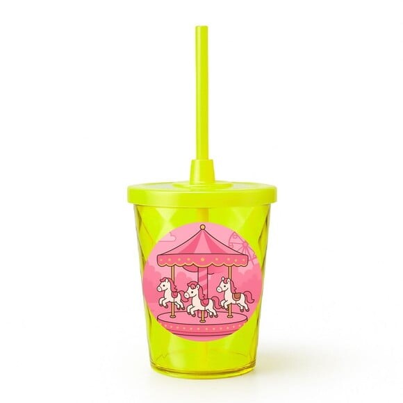 Copo Twister Personalizado 300ml Carrossel Rosa