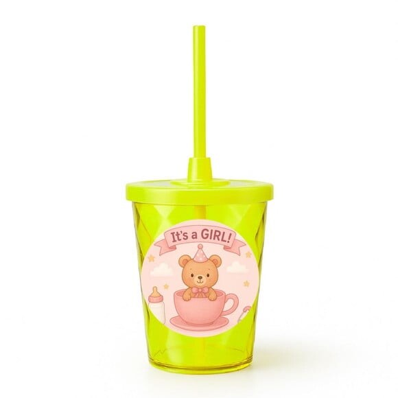 Copo Twister Personalizado 300ml Chá de Bebê Menina