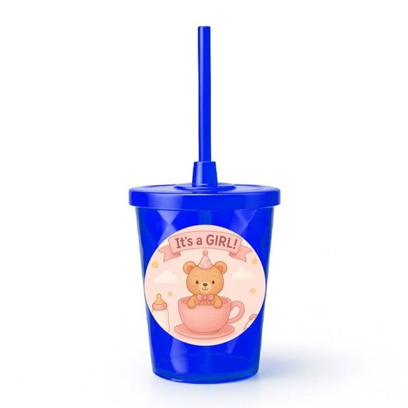 Copo Twister Personalizado 300ml Chá de Bebê Menina