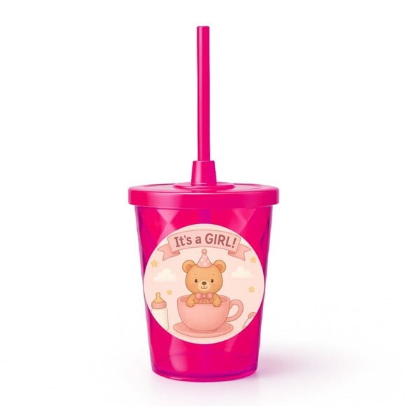 Copo Twister Personalizado 300ml Chá de Bebê Menina