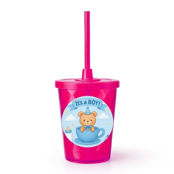Copo Twister Personalizado 300ml Chá de Bebê Menino
