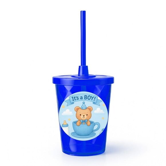 Copo Twister Personalizado 300ml Chá de Bebê Menino