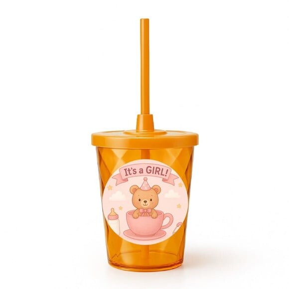 Copo Twister Personalizado 300ml Chá de Bebê Menina