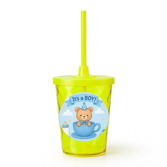 Copo Twister Personalizado 300ml Chá de Bebê Menino