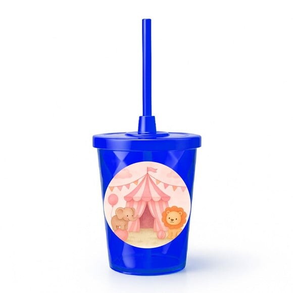 Copo Twister Personalizado 300ml Circo Rosa Aquarela