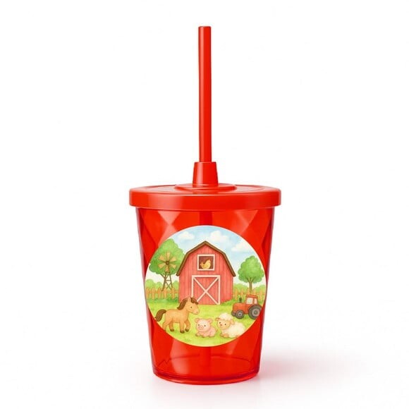 Copo Twister Personalizado 300ml Fazendinha Aquarela