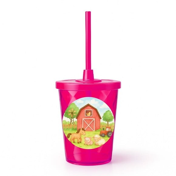 Copo Twister Personalizado 300ml Fazendinha Aquarela