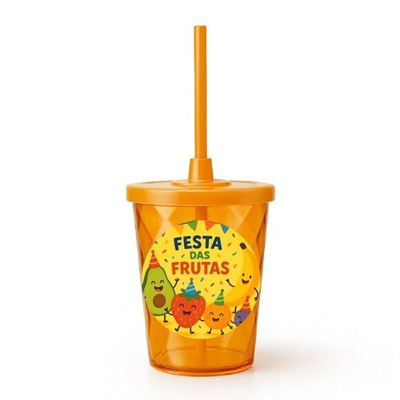 Copo Twister Personalizado 300ml Festa das Frutas