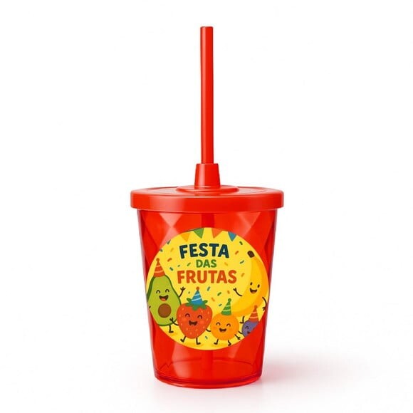 Copo Twister Personalizado 300ml Festa das Frutas