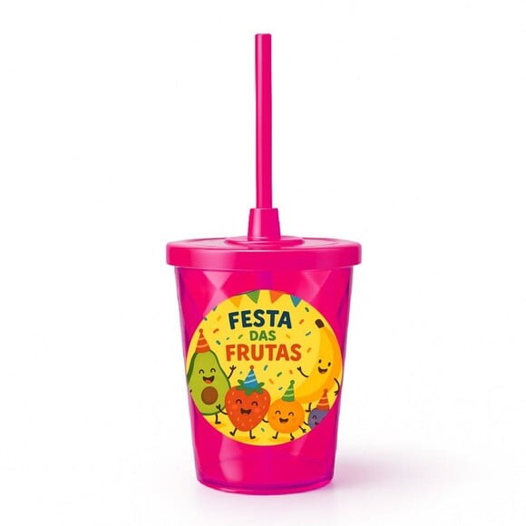 Copo Twister Personalizado 300ml Festa das Frutas