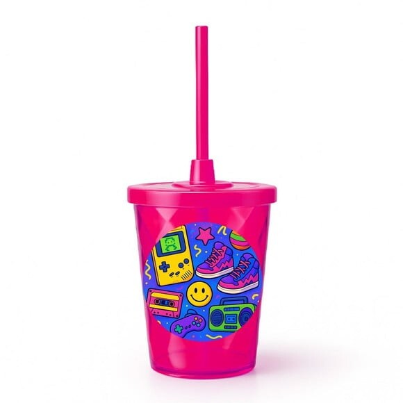 Copo Twister Personalizado 300ml Festa Anos 90