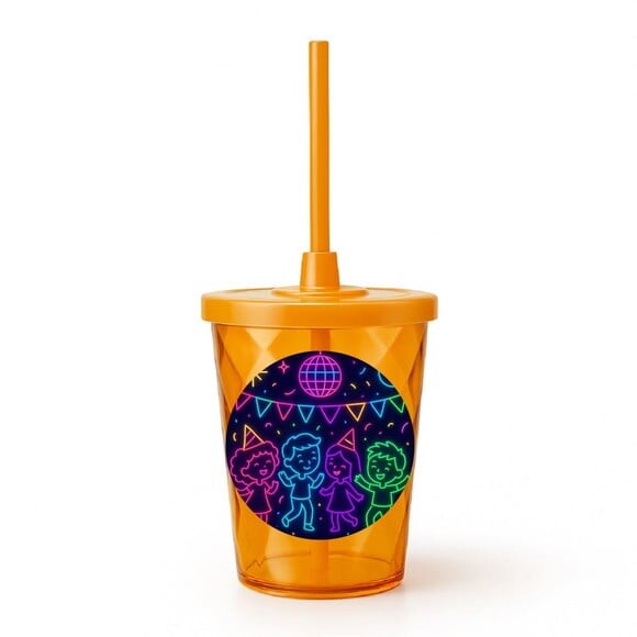 Copo Twister Personalizado 300ml Festa Neon