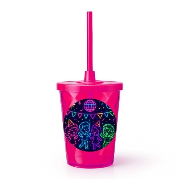 Copo Twister Personalizado 300ml Festa Neon