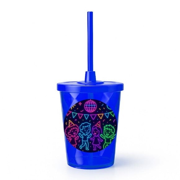 Copo Twister Personalizado 300ml Festa Neon