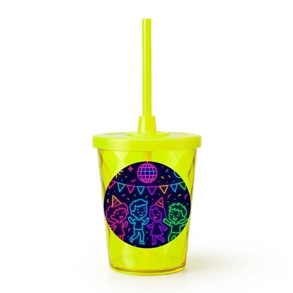 Copo Twister Personalizado 300ml Festa Neon