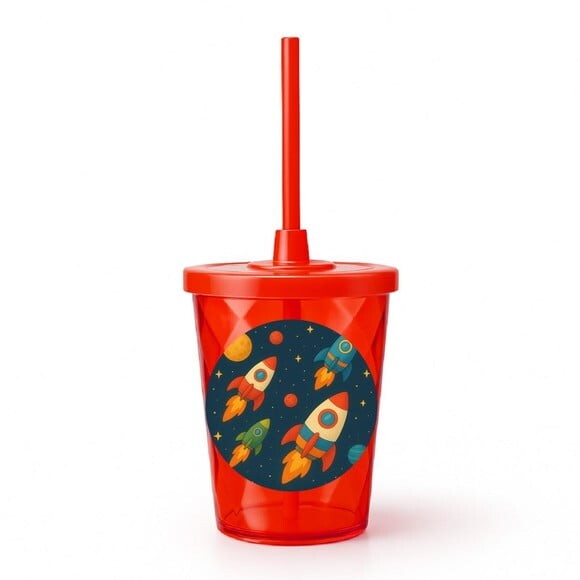 Copo Twister Personalizado 300ml Foguetes