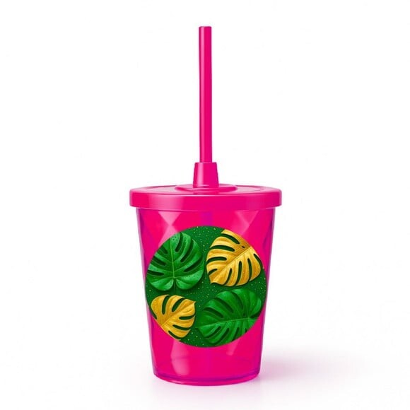 Copo Twister Personalizado 300ml Folha Costela-de-adão